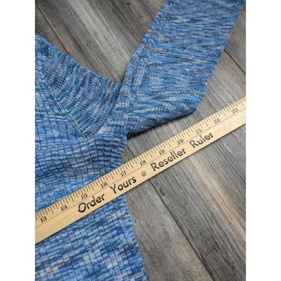 SUNDANCE Create Beauty Henley Knit Top Sweater Blue Ribbed Space Dyed Size Large - Picture 4 of 6